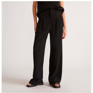 Women's Everlane The City Stripe Way-High Drape Pant Recycled Trouserss Black 16
